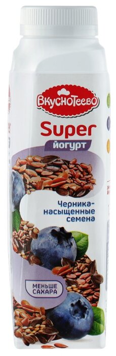 Питьевой йогурт Вкуснотеево Super Черника-насыщенные семена 1.3%, 320 г (фото modal 1)