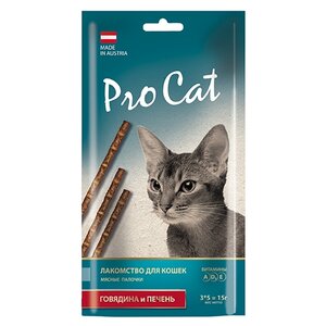 Лакомство для кошек Pro Cat мясные палочки Говядина и печень (фото modal nav 1)