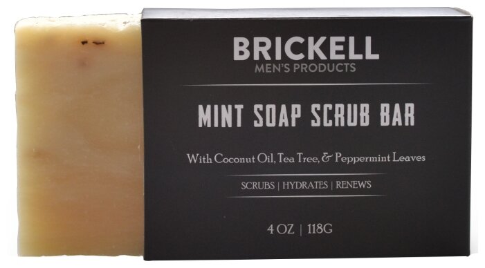Мыло-скраб кусковое Brickell Mint Soap Scrub Bar for Men (фото modal 1)