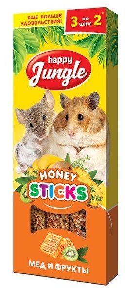 Лакомство для грызунов Happy Jungle Honey sticks Мед и фрукты (фото modal 1)