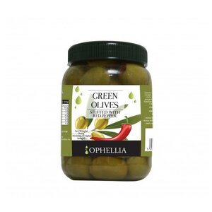 Ophellia Зеленые оливки фаршированные красным перцем, 500 г (фото modal nav 1)