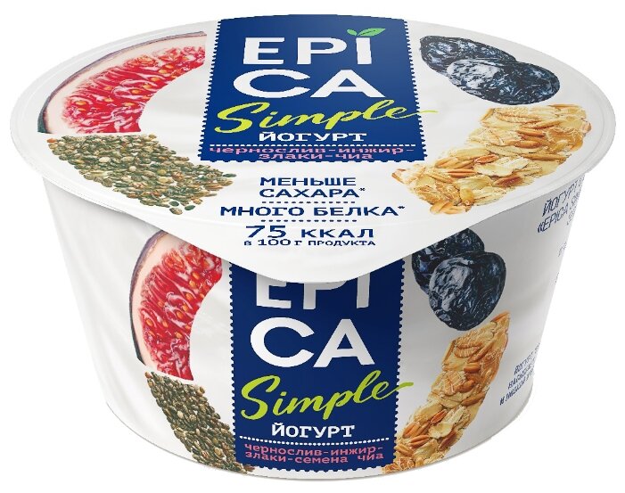 Йогурт EPICA Simple Чернослив - инжир - злаки - чиа 1.6%, 130 г (фото modal 2)
