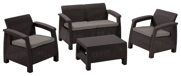 Комплект мебели Allibert Corfu set (диван, 2 кресла, стол) (фото modal 2)