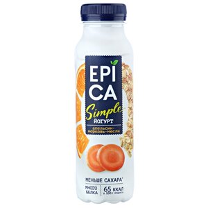 Питьевой йогурт EPICA Simple апельсин-морковь-мюсли 1.2%, 290 г (фото modal nav 1)