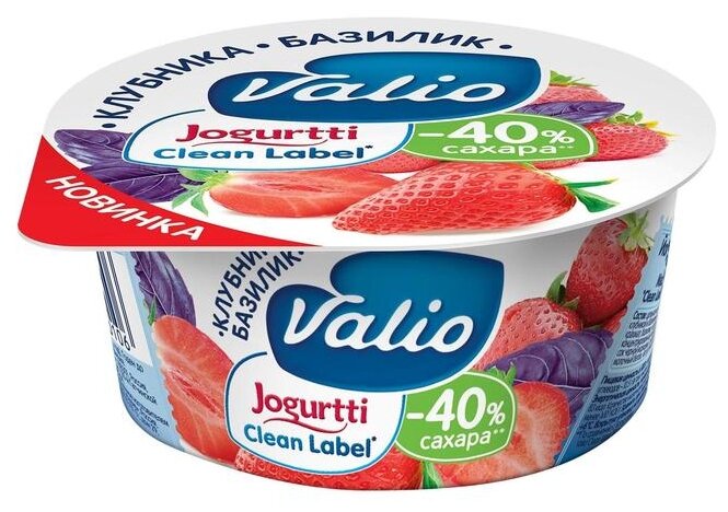 Йогурт Valio С клубникой и базиликом 2.9%, 120 г (фото modal 1)