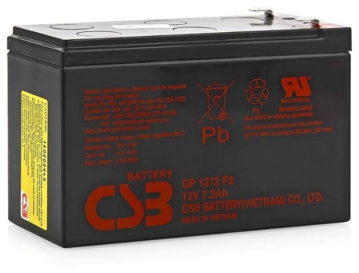 Аккумуляторная батарея CSB GP1272 F2 7.2 А·ч (фото modal 2)