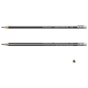 ErichKrause Набор чернографитных трехгранных карандашей с ластиком Megapolis HB 12 шт (43577) (фото modal nav 2)