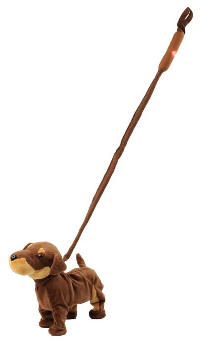 Мягкая игрушка Пушистые друзья Собачка на жестком поводке коричневая 23 см (фото modal 2)