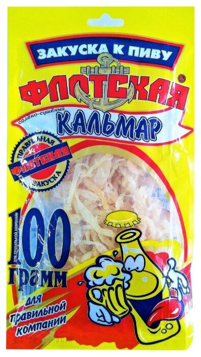 Снэки из морепродуктов Флотская Кальмар солено-сушеный 100 г (фото modal 1)