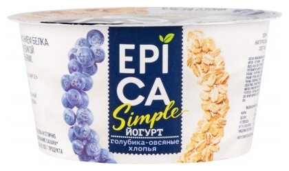 Йогурт EPICA Simple Голубика-овсяные хлопья 1.5%, 130 г (фото modal 2)