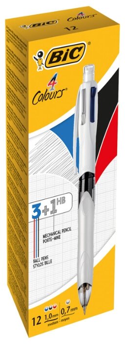 BIC Ручка шариковая 3+1HB, 3 цвета + механический карандаш, 1 мм (942104) (фото modal 2)