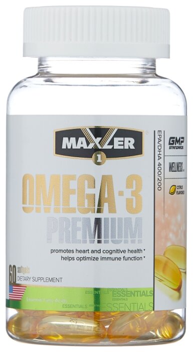 Омега жирные кислоты Maxler Omega 3 Premium (60 капсул) (фото modal 1)