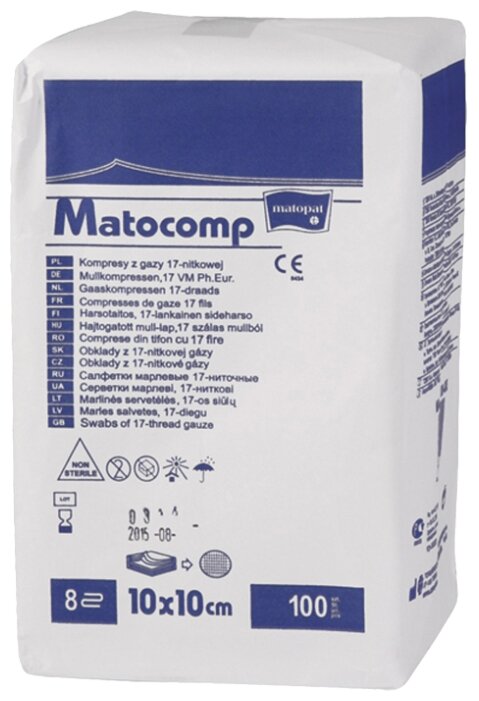 Matopat салфетки марлевые нестерильные 8-слойные 17-нит. Matocomp (фото modal 1)