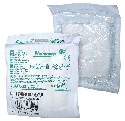 Matopat салфетки марлевые стерильные 8-слойные 17-нит. Matocomp (фото modal 1)