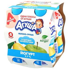 Йогурт питьевой Агуша детский яблоко, груша (с 8-ми месяцев) 2.7%, 200 г (фото modal nav 2)
