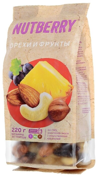Смесь орехов, сухофруктов и цукатов NUTBERRY Орехи и фрукты 220 г (фото modal 2)