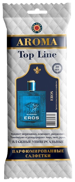Влажные салфетки AROMA TOP LINE универсальные парфюмированные Versace Eros for men №19 (фото modal 1)