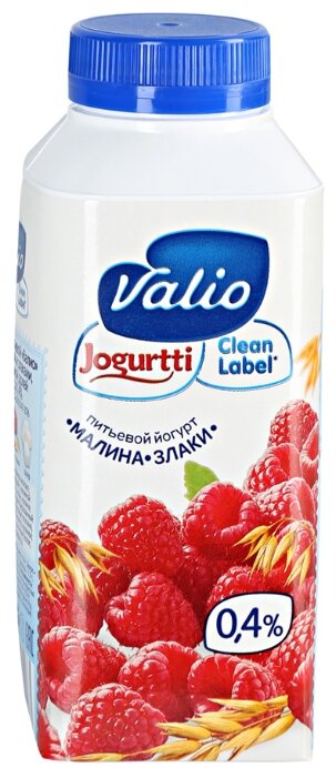 Питьевой йогурт Valio малина-злаки 0.4%, 330 г (фото modal 1)