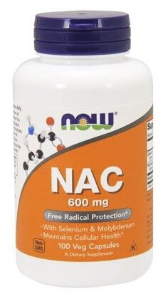 Аминокислотный комплекс NOW NAC 600 mg (100 капсул) (фото modal 1)