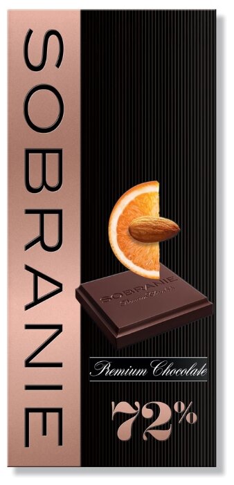 Шоколад SOBRANIE горький с апельсином и орехами 72% какао (фото modal 1)