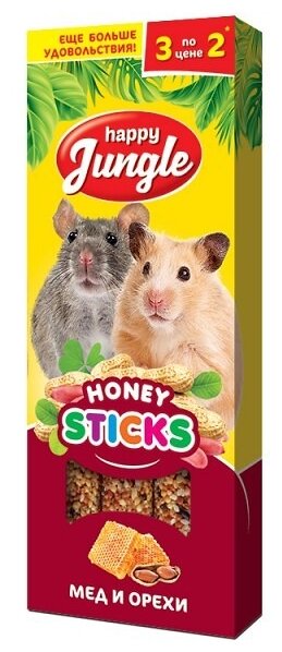 Лакомство для грызунов Happy Jungle Honey sticks Мед и орехи (фото modal 1)