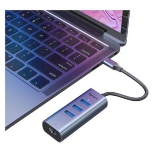 USB-концентратор Baseus Enjoy Series Type-C - 3xUSB/RJ45 (CAHUB-M0G), разъемов: 3 (фото modal nav 2)