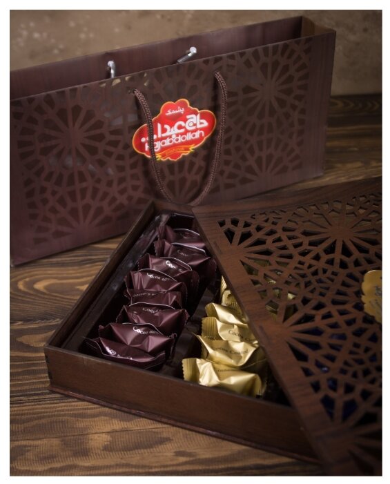 Набор конфет Hajabdollah из пашмалы со вкусом горького шоколада, ванили и капучино в шоколадной глазури и вкусом корицы в белой глазури 500 г (фото modal 6)