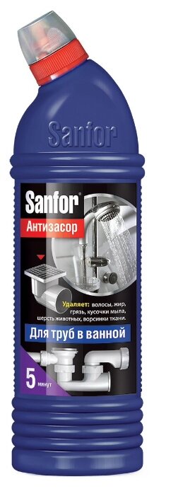 Sanfor гель для труб в ванной Антизасор (фото modal 1)