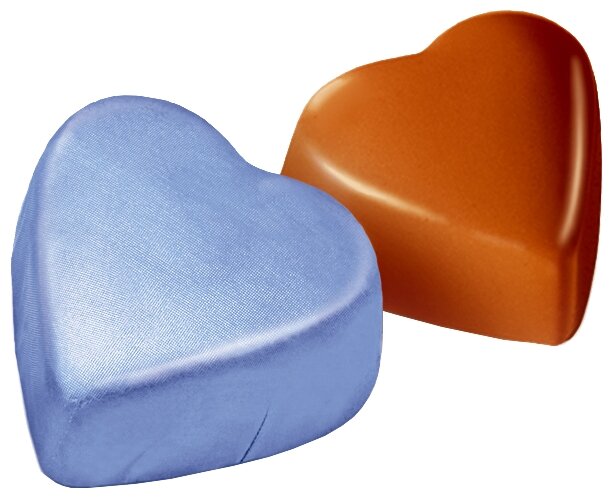 Конфеты Победа вкуса Сердечки с ореховым кремом голубые, коробка (фото modal 1)