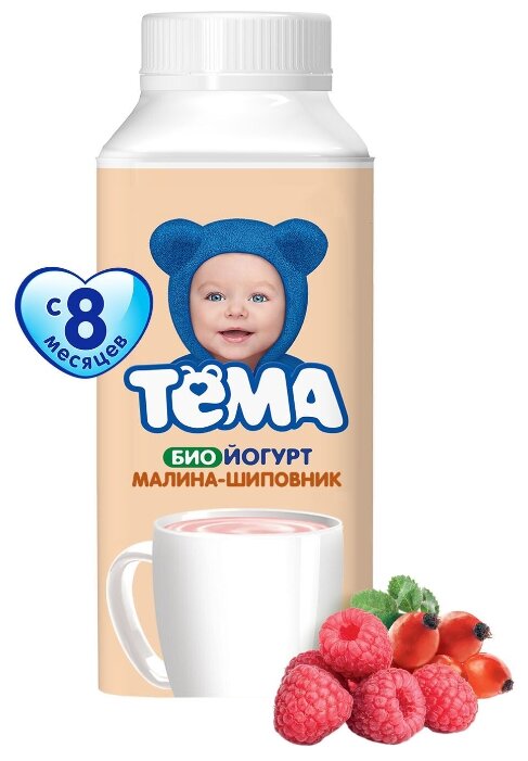 Йогурт питьевой Тёма малина, шиповник (с 8-ми месяцев) 2.8%, 210 г (фото modal 1)