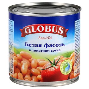 Фасоль Globus белая в томатном соусе, жестяная банка 400 г (фото modal nav 1)
