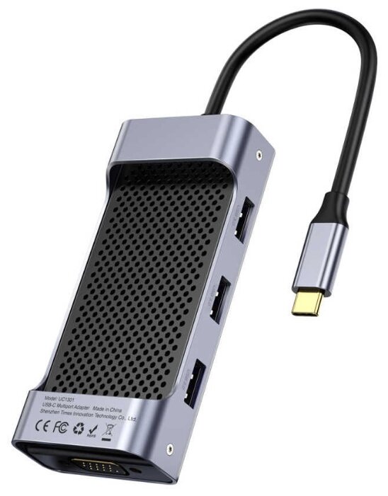 USB-концентратор Baseus Multi-functional HUB Type-C - 3xUSB/HDMI/Type-C/VGA (CATXF-A0G), разъемов: 4 (фото modal 2)