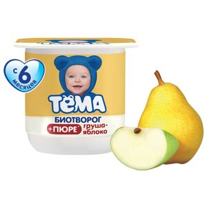 Творог Тёма детский с пюре груша, яблоко (с 6-ти месяцев) 2.5%, 100 г (фото modal nav 1)