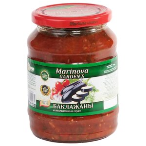 Баклажаны в томатном соусе Marinova GARDEN’S стеклянная банка 720 г (фото modal nav 1)