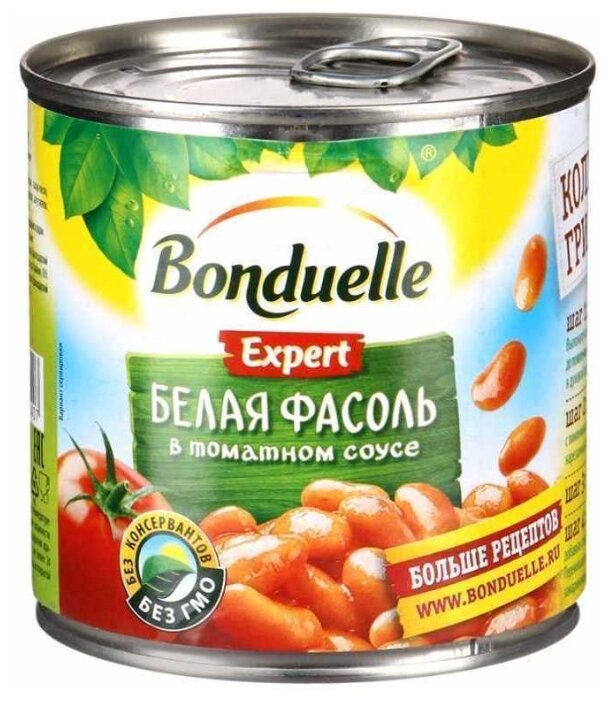 Фасоль Bonduelle Expert белая в томатном соусе, жестяная банка 400 г (фото modal 1)
