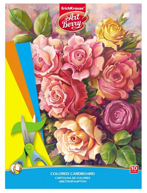 Цветной картон Розы ArtBerry, A4, 10 л., 10 цв. (фото modal 1)