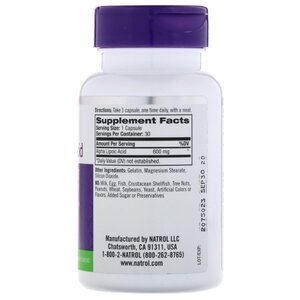 Антиоксидант Natrol Alpha Lipoic Acid 600 mg (30 капсул) (фото modal nav 2)