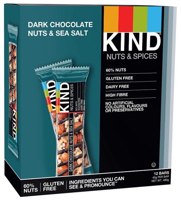 Ореховый батончик KIND Dark Chocolate Nuts & Sea Salt, 12 шт (фото modal 1)