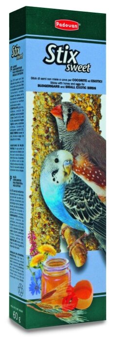 Лакомство для птиц Padovan Stix Sweet для попугаев и экзотических птиц с медом и яйцом (фото modal 1)