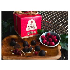 Набор конфет Сибирский кедр Кедровый трюфель ассорти из темного шоколада с ядром кедрового ореха, малиной, клюквой 120 г (фото modal nav 2)