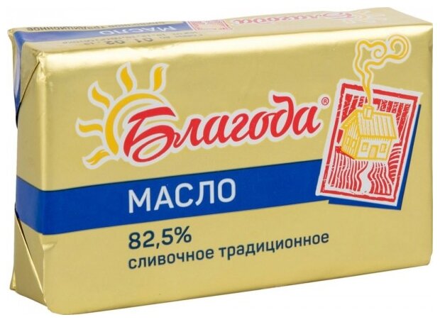 Благода Масло сливочное Традиционное 82.5%, 180 г (фото modal 1)