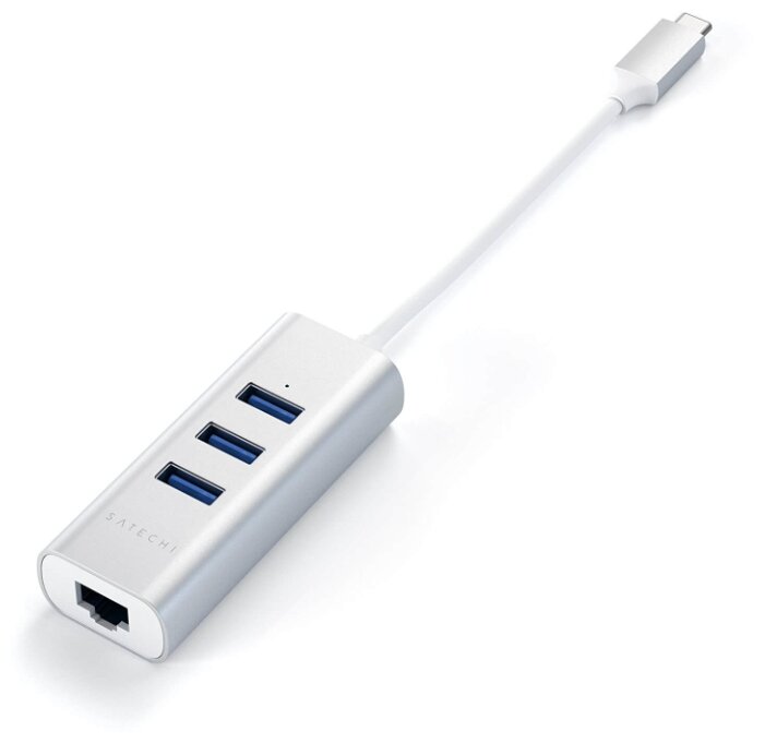USB-концентратор Satechi Type-C 2-in-1 USB 3.0 Aluminum 3 Port Hub and Ethernet Port (ST-TC2N1USB31A), разъемов: 3 (фото modal 4)
