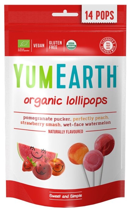 Леденцы на палочке YumEarth Organic Fruit Popps ассорти 85 г (фото modal 1)