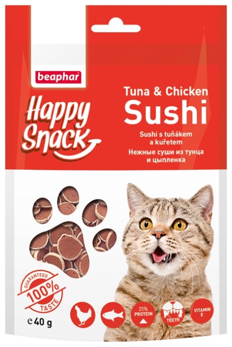 Лакомство для кошек Beaphar Happy snack Hежные суши из тунца и цыпленка (фото modal 1)