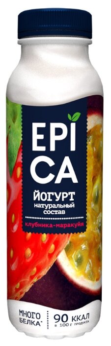 Питьевой йогурт EPICA клубника-маракуйя 2.5%, 290 г (фото modal 1)