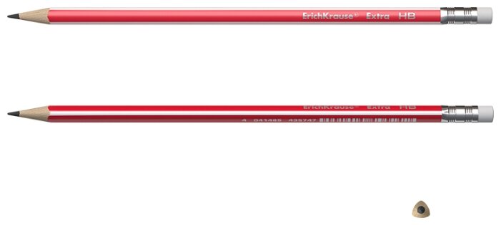 ErichKrause Набор чернографитных трехгранных карандашей с ластиком Extra HB 12 шт (43574) (фото modal 2)