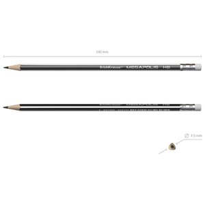 ErichKrause Набор чернографитных трехгранных карандашей с ластиком Megapolis HB 12 шт (43577) (фото modal nav 4)