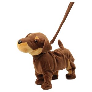 Мягкая игрушка Пушистые друзья Собачка на жестком поводке коричневая 23 см (фото modal nav 1)