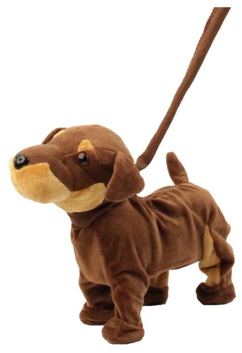 Мягкая игрушка Пушистые друзья Собачка на жестком поводке коричневая 23 см (фото modal 1)