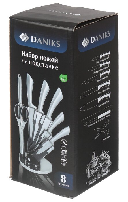 Набор Daniks 5 ножей, ножницы и мусат с подставкой YW-A235-5 (фото modal 3)